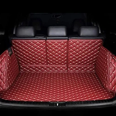Abbildung von für Mini Clubman (F54, Facelift 2019) 2019 2022 Auto Leder Kofferraummatten Kofferraumwanne,Wasserdicht Kofferraum Schutzmatte Ladekantenschutz Autozubehör,1 Red