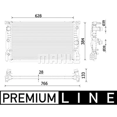 Abbildung von MAHLE ORIGINAL CR 2324 000P Kühler, Motorkühlung 628 384 28 Kühlrippen gelötet BMW: 7