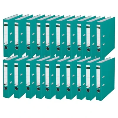Abbildung von Leitz Qualitäts Ordner 180 Plastik, 20er Pack, A4, Schmal, Türkis, 5.2 cm Rückenbreite, PP laminierter Einband, 10155052
