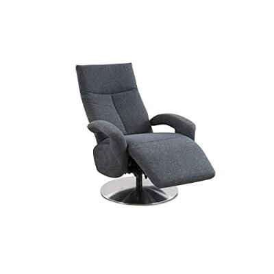 Abbildung von CAVADORE TV Sessel Tirol / Fernsehsessel mit manuell verstellbarer Relaxfunktion 74 x 112 82 Strukturstoff: Blau