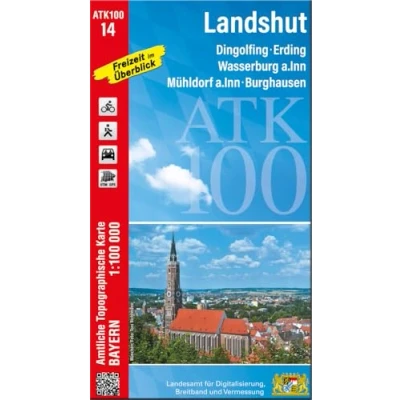 Abbildung von ATK100 14 Landshut (Amtliche Topographische Karte 1:100000): Dingolfing, Erding, Wasserburg a.Inn, Mühldorf Burghausen (ATK100 Amtliche 1:100000 Bayern)