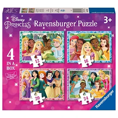 Abbildung von Ravensburger Disney Princess Toys 4 in Einer Box Puzzle 12, 16, 20, 24 Teile Edition 2023