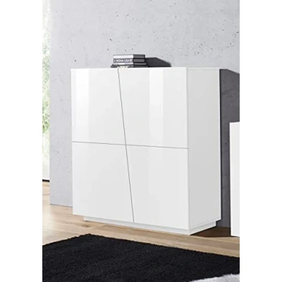 Abbildung von möbelando Highboard Standschrank Sideboard Beistellschrank Schrank Anrichte Viterbo I Weiß Hochglanz
