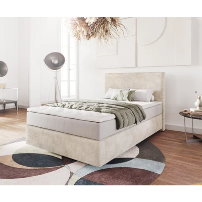 Abbildung von DELIFE Boxspringbett Dream Well, Cord Beige 120x200 cm mit Taschenfederkernmatratze u. Topper
