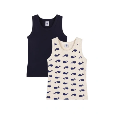 Abbildung von Petit Bateau KIDS DEB BALE Debardeurs 2 PACK Unterhemd/shirt für Kinder, Größe: 140, Smoking/montelimar/medieval