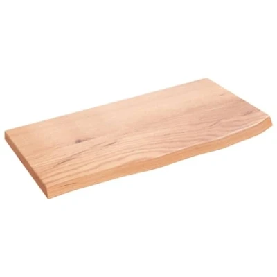 Abbildung von vidaXL Wandregal, Holzregal Regal Handgefertigt mit Baumkante, Wandboard Regalbrett Deko, Bücherregal Hängeregal, Hellbraun 60x30x2cm Massivholz Eiche Behandelt