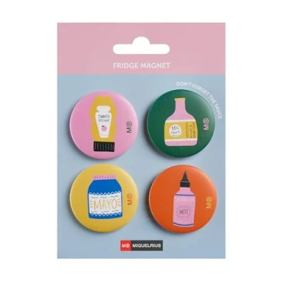 Abbildung von Miquelrius Kühlschrankmagnete Set, 4 runde Magnete, Material Blech ummantelt, kleine Magnete Ø40 mm, Kollektion Foodie Lovers
