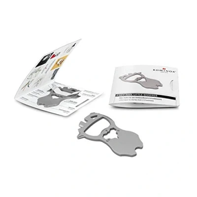 Abbildung von Geschenkartikel: ROMINOX Key Tool // Little Shopper, 14 Funktionen, Keytool Schlüsselanhänger, Edelstahl Multitool inkl. Funktionsbeschreibung, Multifunktionswerkzeug, auf Reisen oder im Urlaub