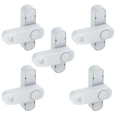 Abbildung von BASI Fensterbeschlag Fenstersicherung (Spar Set, 5 St), 1 flügelige Fenster, Sperrbügel, Druckknopfsicherung, Weiß, Stück