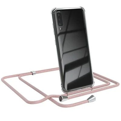 Abbildung von EAZY CASE Handykette kompatibel mit Samsung Galaxy A70 Handyhülle Umhängeband, Handykordel Schutzhülle, Silikonhülle, Hülle Band, Stylische Kette für Smartphone, Rosé Gold