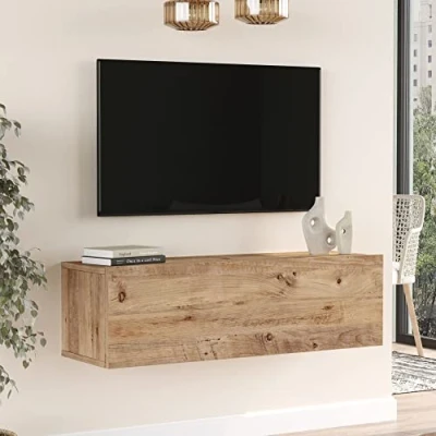 Abbildung von [en.casa] TV Hängeboard Lapinlahti Lowboard Hängeschrank 100 cm Board Fernsehtisch Wandregal hängend Eiche rustikal