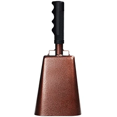 Abbildung von Belle Vous Stahl Metall Kuhglocke mit Griff 27,5cm Schlagzeug Laute Glöckchen Instrumente Kuh Glocken Musikalische Glocke für Lärm, Sport Events, Fußball Spiele