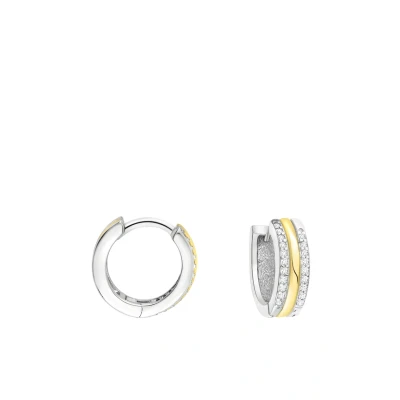 Abbildung von SOFIA MILANI Damen Ohrringe 925 Silber Bicolor vergoldet/golden Zirkonia Creole E1741