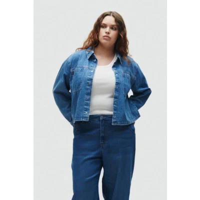 Abbildung von TOM Tailor denim Shirt WITH Pockets Hemdbluse, Damen, Größe: XXL, Used light stone blue
