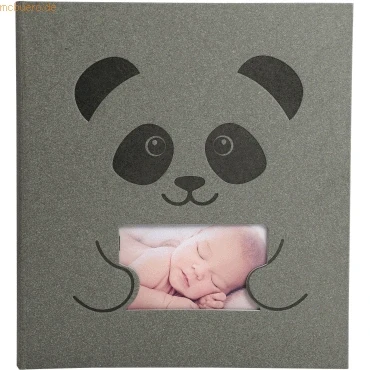 Abbildung von Exacompta 16561E Premium Fotoalbum Zephire mit Pandamotiv, 30 Seiten, rechteckig, perfekt für Ihre Baby und Kinderfotos zum selbstgestalten Fotobuch grau