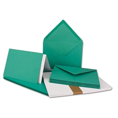 Abbildung von 25x Faltkarten SET DIN A6/C6 mit Brief Umschlägen in Pazifikblau inklusive Einleger 14,8 x 10,5 cm Premium Qualität FarbenFroh