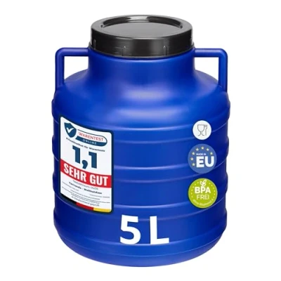 Abbildung von Garronda Regentonne 5L Lebensmittelfass Sauerkrautfass Hobbock Garten GD 0078, Blau, 5 l