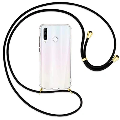 Abbildung von mtb more energy Handykette kompatibel mit Huawei P30 Lite, Lite New Edition (6.15&#039;&#039;) schwarz/Gold Smartphone Hülle zum Umhängen Anti Shock Full TPU Case
