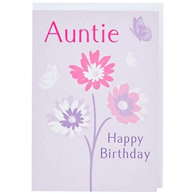 Abbildung von Traditionelle Geburtstagskarte für Tante, 17,8 x 12,7 cm, Piccadilly Greetings, lila, rosa, weiß, pfirsichfarben