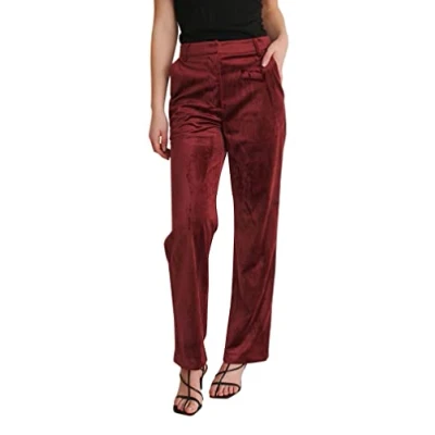 Abbildung von NA KD Damen Velvet Wide Suit Pants Anzughose, violett, 42 EU