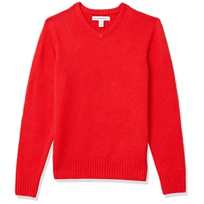Abbildung von Amazon Essentials Herren Soft Touch Pullover mit Langen Ärmeln und V Ausschnitt, Rot, XL