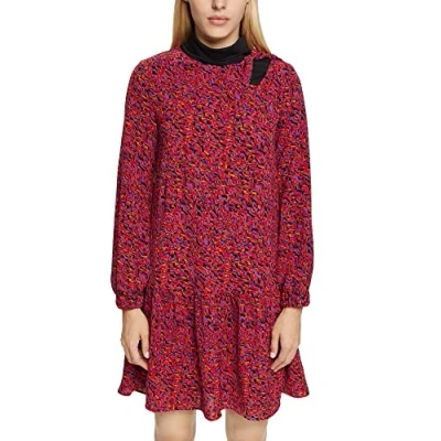 Abbildung von Esprit MIT Muster UND Cutout Freizeitkleid, Damen, Größe: 40, Dark red