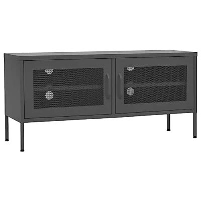 Abbildung von vidaXL TV Schrank mit 2 Gittertüren Lowboard Möbel Tisch Board Sideboard Fernsehtisch Fernsehschrank HiFi Anthrazit 105x35x50cm Stahl