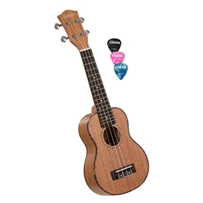 Abbildung von Cascha Sopran Ukulele Set Kinder Erwachsene I Starter Kit 3 Plektren Mahagoni 21 Zoll Premium Kleine Hawaii Gitarre für Anfänger Fortgeschrittene