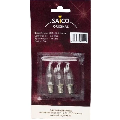 Abbildung von Rudolphs Schatzkiste Ersatzlampe/Riffelkerze für 20 flammige Lichterbögen/Ketten, E10 Fassung 12V,3W,3er Blister NEU Birnen Schwibbogen Lichterbogen Leuchterbogen