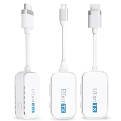 Abbildung von EZCast Wireless HDMI Transmitter &amp; Receiver Kit Zwei Sender (Typ C HDMI) und Empfänger Ultra Low Latency, Plug Play für Laptop/PC zu TV/Projektor