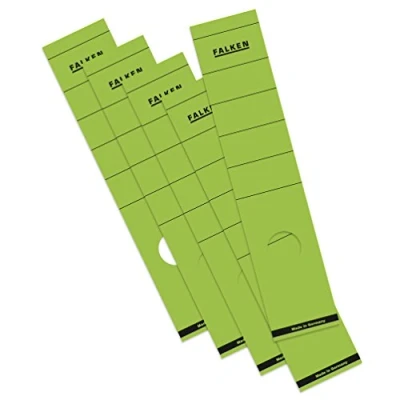 Abbildung von Original Falken 10er Pack Ordner Rückenschild. Made in Germany. Etiketten 60 x 290 mm selbstklebend für 8 cm breite grün