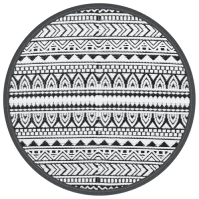Abbildung von vidaXL Outdoor Teppich, Gartenteppich Rund Beidseitig, Balkonteppich Terrassenteppich UV beständig, Teppich für Balkon Terrasse, Schwarz Ø120cm PP