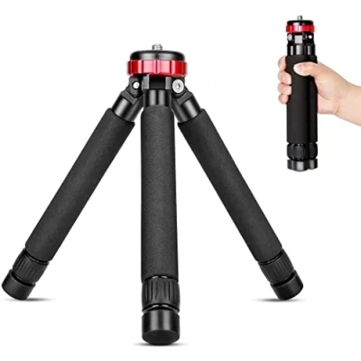 Abbildung von Koolehaoda MT 02 Mini stativ Tischstativ 33cm Aluminium Small Tripod mit 1/4&quot;und 3/8&quot; Schraubbefestigung, Max. Belastung 10 kg, für DSLR Kamera, Smartphone, Gimbal, Kugelkopf,Einbeinstative