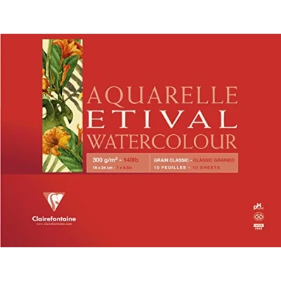 Abbildung von Clairefontaine 96389C Aquarellblock Etival (matt, 300g, für alle Nasstechniken geeignet, 1 seitig verleimt, 10 Blatt, DIN A5, 14,8 x 21 cm, ideal Anfänger, säurefrei) weiß