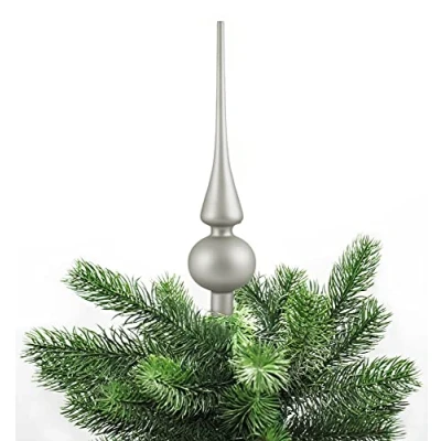 Abbildung von JACK Christbaumspitze Echt Glas 26 x 6 cm Matt Glanz Weihnachtsbaum Spitze Baumspitze Christbaumschmuck Deko, Farbe:Misty Grey