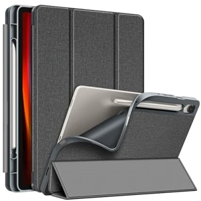 Abbildung von Fintie Hülle für Samsung Galaxy Tab S9 11 Zoll 2023 SM X710/X716B/X718U Tablet Ultradünne Soft TPU Rückseite Abdeckung Schutzhülle mit Stifthalter und Auto Schlaf/Wach Funktion, Grau