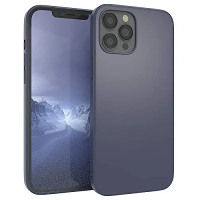 Abbildung von EAZY CASE Handyhülle Silikon mit Kameraschutz kompatibel iPhone 12 Pro Max in Navy Blau, Ultra dünn, Slimcover, Silikonhülle, Hülle, Softcase, Backcover