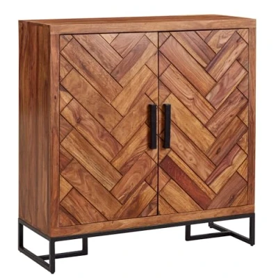Abbildung von Wohnling Schuhschrank Sheesham Massivholz 100x105x40 cm Schuhregal Geschlossen, Design Schuhkommode Flurschrank mit Ablage, Schuhaufbewahrung Flurkommode für Schuhe Hoch