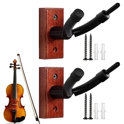 Abbildung von Violine Wandhalterung, Cello Wandhalterung mit Bogenhaken, stabiler und robuster Displayständer für Gitarre, Viola, Mandoline, Ukulele Zorq