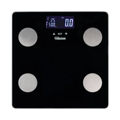 Abbildung von Tristar Personenwaage, Körperanalyse: BMI, Körperfett, Muskel , Wasser &amp; Knochenmasse, bis zu 10 Benutzerprofile, Max. 150 kg, 30x30 cm Sicherheitsglas, WG 2442