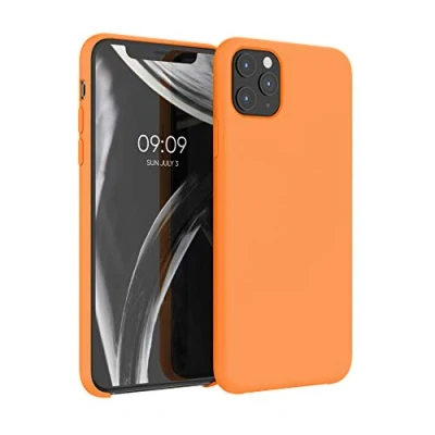 Abbildung von kwmobile Hülle kompatibel mit Apple iPhone 11 Pro Max Silikon Handy Case Handyhülle weiche Oberfläche kabelloses Laden Fruity Orange