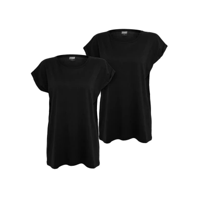 Abbildung von Urban Classics Extended Shoulder 2PACK Tshirt basic, Damen, Größe: XS, black