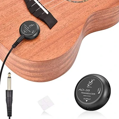 Abbildung von OTraki PiezoTonabnehmer Mini Piezo Pickup Kontakt Mikrofon Transducer mit 6,35mm Ausgangstecker für Gitarre Violine Banjo Mandoline
