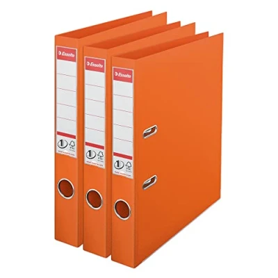Abbildung von Esselte VIVIDA 624286 Aktenordner, A4, 50 mm Rücken, 250 Blatt Kapazität, PP, Kunststoffdeckel, Aktenordner und Ordner, Orange, 3 Stück,