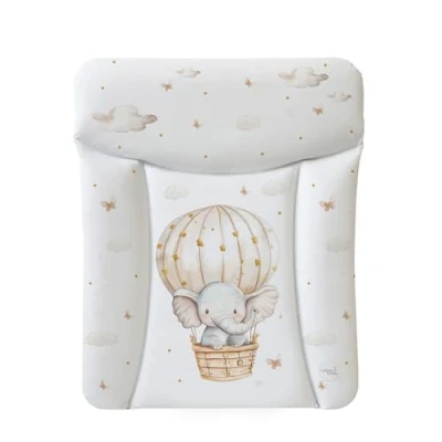 Abbildung von Ceba Baby® weiche Wickelauflage 50x70 cm Baby Wickelunterlage Wickeltischauflage für Junge und Mädchen Wasserdicht, abwaschbar OEKO TEX® Standard 100 Made in EU Elefant im Ballon