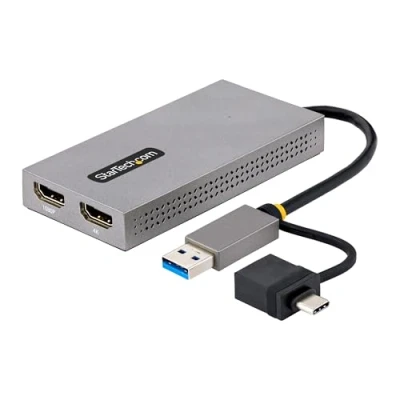 Abbildung von StarTech.com USB HDMI Dual Monitor Adapter, A/C auf 2x (1x 4K30Hz, 1x 1080p), externe grafikkarte, 11cm Kabel, 3.0 zu Bildschirm Windows, Chrome OS &amp; macOS (107B HDMI)