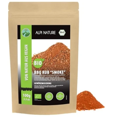 Abbildung von Bio BBQ Rub Räuchergeschmack (100g), Gewürzmischung zum Grillen, Trockenmarinade, Marinade Grillen 100% natürlich, ohne künstliche Zusätze, Zutaten aus kbA