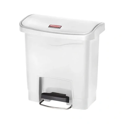 Abbildung von Rubbermaid Commercial Products Slim Jim 1883554 15 Litre Front Step On Resin Wastebasket White