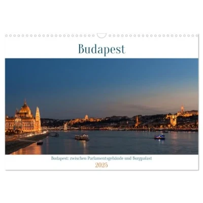 Abbildung von Budapest: zwischen Parlamentsgebäude und Burgpalast (Wandkalender 2025 DIN A3 quer), CALVENDO Monatskalender