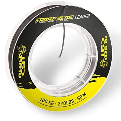 Abbildung von Black Cat Front Zone Vorfach 50m Schlagschnur zum Wallerangeln, Geflochtene Vorfachschnur, Vorfachmaterial Welsangeln, 1 mm